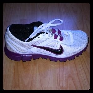 Nike white purple and black sneakers